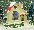 Click to see free downloadable plans,  directions, and graphics for this vintage-style Christmas house.